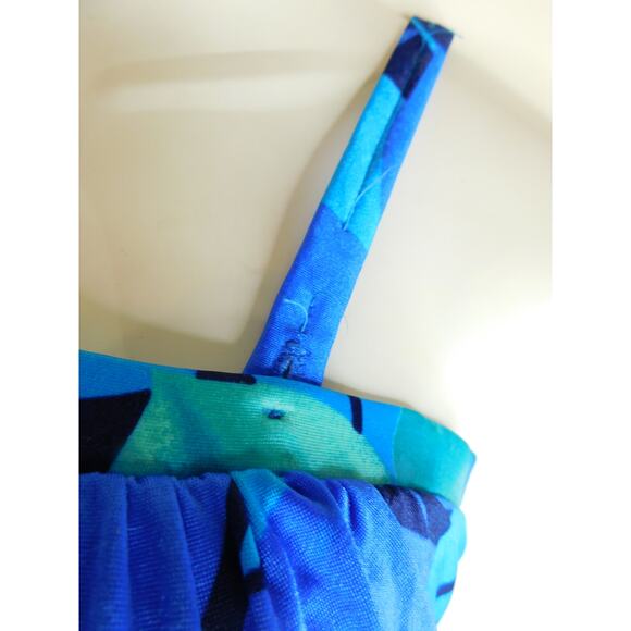 Vintage Perfection Fit By Roxanne Swimsuit Bathing Suit Blue Floral Size 10/32B - Picture 4 of 10